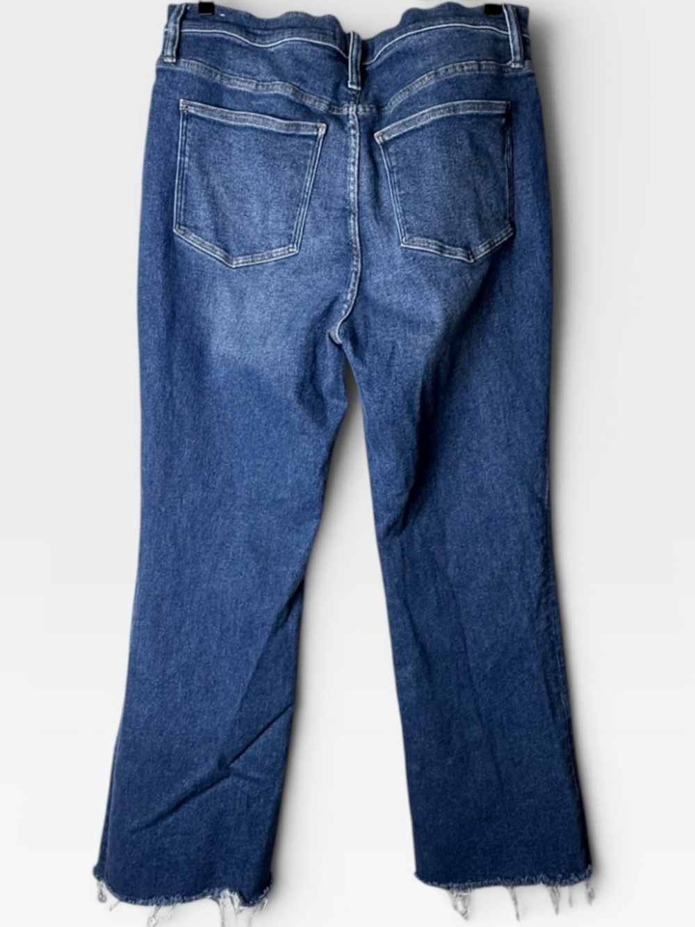 Madewell Cali Demi Boot Denim Size 32T Blue Jeans Cropped Fringe (S) - Picture 7 of 12